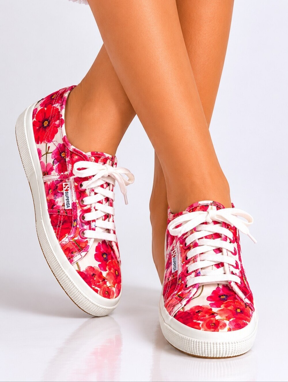 Superga 2750 Cotu Classic Floral coated Canvas Sneakers Red Poppy Print 40/9